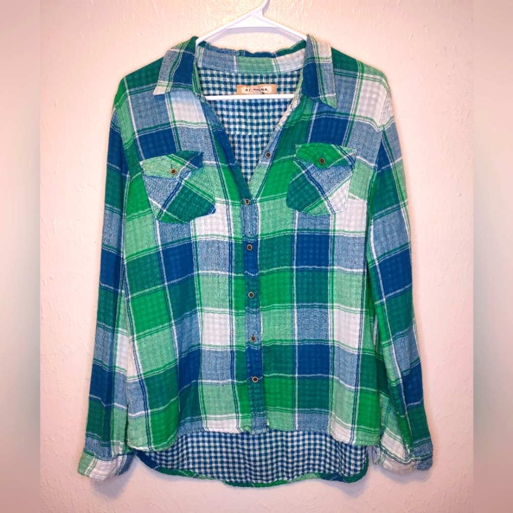 Arizona Plaid Soft Cotton Button Down‎ Shirt XL